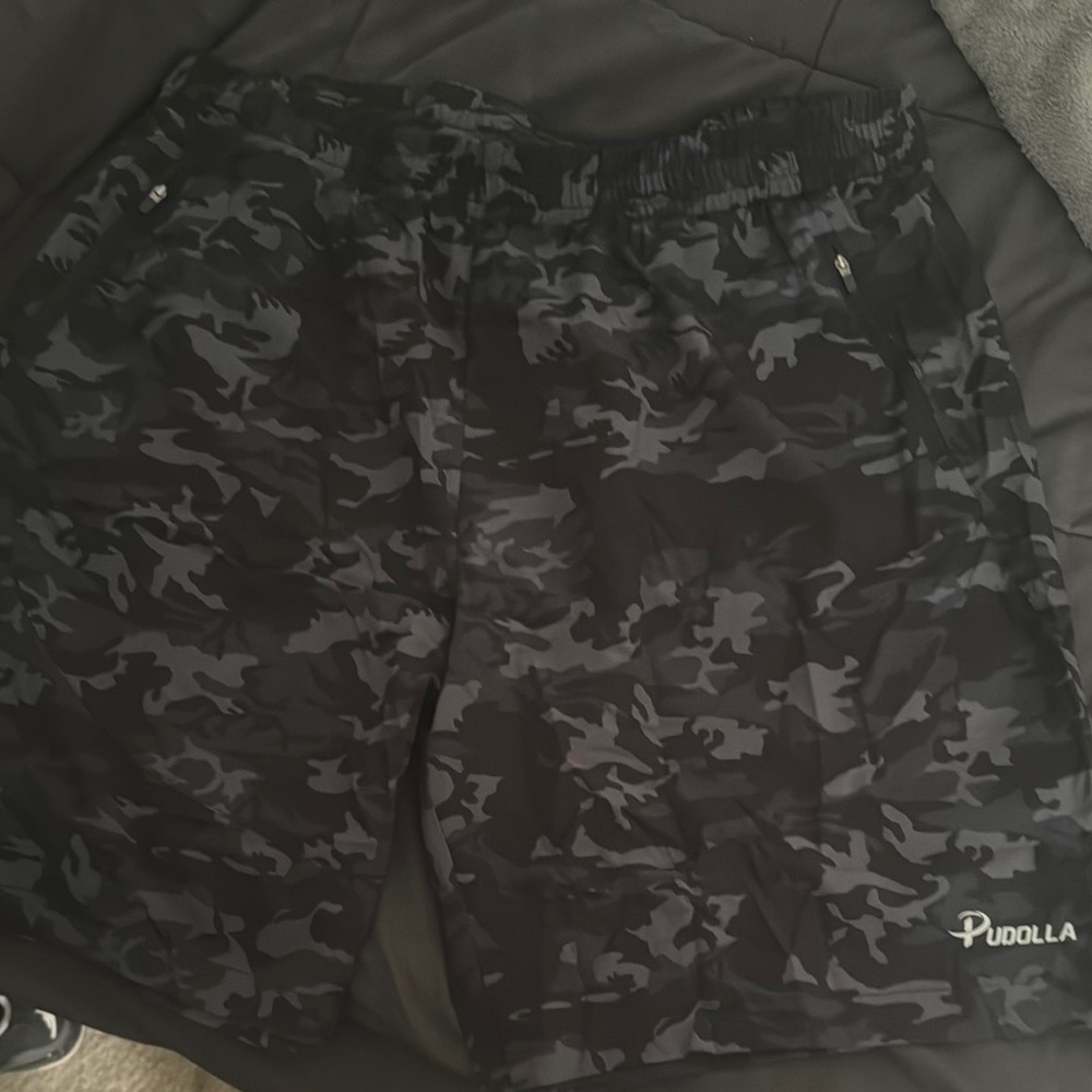 Dollcake Men's Black Camo Athletic Shorts